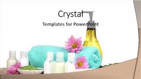  Presentation with green hotel - Audience pleasing theme consisting of green pink - hotel amenities kit on wooden backdrop and a white colored foreground