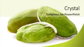  Presentation with pistachio texture nuts green fresh - PPT theme consisting of green pistachio kernel in closeup background and a blonde colored foreground