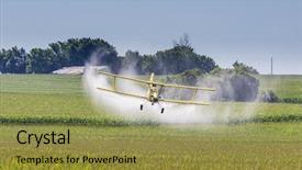  Presentation with crop duster - Beautiful PPT theme featuring crop duster applies chemicals backdrop and a yellow colored foreground