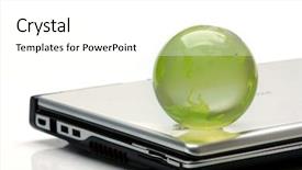  Presentation with crystal - Slide deck featuring green planet - crystal-glass globe on keyboard background and a white colored foreground