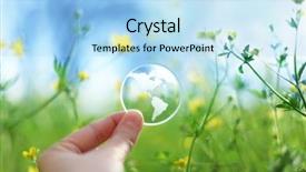  Presentation with green planet - Slide deck having green planet - glass earth in flowers background and a light blue colored foreground