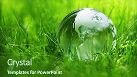  Presentation with green planet - Beautiful PPT theme featuring green planet - glass globe in the grass backdrop and a forest green colored foreground