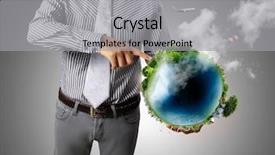  Presentation with green planet - Slides enhanced with green planet - holding a glowing earth globe background and a light gray colored foreground