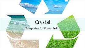  Presentation with recycling - Cool new presentation theme with green planet - recycling symbol made of sky backdrop and a cool aqua colored foreground