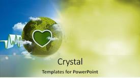  Presentation with green planet - Amazing presentation theme having green planet against sky backdrop and a soft green colored foreground