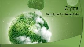  Presentation with green planet - Presentation theme consisting of green planet ecology concept green background and a seafoam green colored foreground