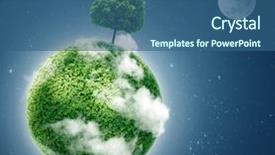  Presentation with earth atmosphere - Colorful presentation theme enhanced with green planet ecology concept green backdrop and a ocean colored foreground
