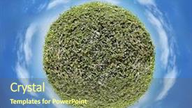  Presentation with green planet - Beautiful slide deck featuring green planet globe world backdrop and a tawny brown colored foreground