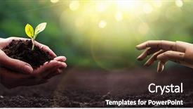  Presentation with save environment earth - Slide deck enhanced with green planet in your hands background and a wine colored foreground