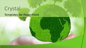  Presentation with green planet - Amazing presentation theme having green planet with trees in hand backdrop and a yellow colored foreground