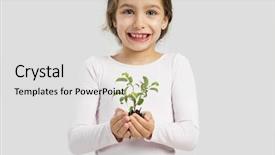  Presentation with holding hands - Colorful slides enhanced with green plant oh her hands backdrop and a light gray colored foreground