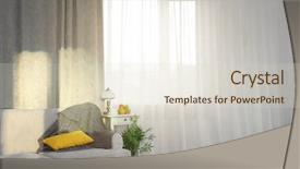  Presentation with grey - PPT theme featuring green plant on curtain background background and a lemonade colored foreground