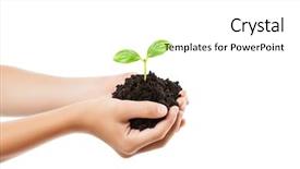  Presentation with human growth - Audience pleasing theme consisting of green plant sprout leaf growth backdrop and a white colored foreground