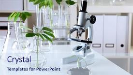  Presentation with biology - Slides with green plants and scientific equipment background and a  colored foreground
