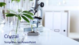  Presentation with plant biotechnology - Presentation theme consisting of green plants and scientific equipment background and a sky blue colored foreground