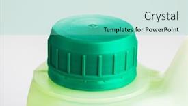  Presentation with plastic bottle - Beautiful presentation design featuring green-plastic-bottle-cap-close backdrop and a seafoam green colored foreground