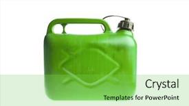  Presentation with fuel plastic - Slides with green plastic fuel canister isolated background and a seafoam green colored foreground