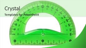  Presentation with plastic - Presentation theme with green plastic protractor isolated background and a seafoam green colored foreground