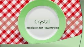  Presentation with green plate - Cool new presentation with green plate on checkered tablecloth backdrop and a soft green colored foreground