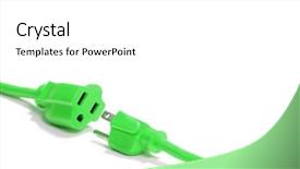  Presentation with green plug - Amazing slide deck having green plug isolated on white backdrop and a white colored foreground