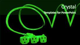  Presentation with green plug - Colorful PPT layouts enhanced with green plug isolated on white backdrop and a forest green colored foreground