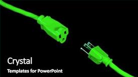  Presentation with green plug - Slide deck featuring green plug isolated on white background and a black colored foreground