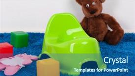  Presentation with interior - Cool new slide deck with green potty on home interior backdrop and a ocean colored foreground