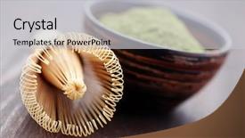  Presentation with herbal powder green - Cool new presentation with green powder tea with bamboo backdrop and a  colored foreground