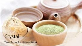  Presentation with matcha - Amazing slides having green powder tea with bamboo backdrop and a coral colored foreground