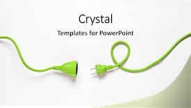  Presentation with green plug - Colorful presentation theme enhanced with green power cable isolated backdrop and a white colored foreground