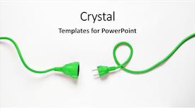  Presentation with green plug - Slides enhanced with green power cable isolated background and a white colored foreground