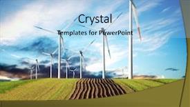  Presentation with wind power plant - Slide set enhanced with green power plant - wind of change ecology background and a light blue colored foreground
