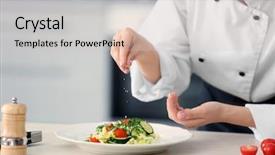  Presentation with salt - Audience pleasing slide deck consisting of green process - female chef salt vegetable salad backdrop and a lemonade colored foreground