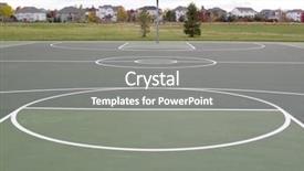  Presentation with basketball court - Beautiful theme featuring green recreational basketball court backdrop and a gray colored foreground