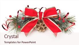  Presentation with white christmas - Presentation theme having green red gift - christmas ornament isolated on white background and a  colored foreground