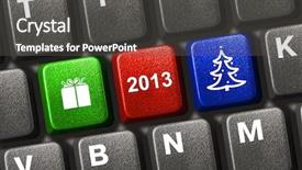  Presentation with computer keyboard and mouse - Theme consisting of green red gift - computer keyboard with christmas keys background and a dark gray colored foreground