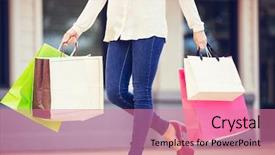 Presentation with middle east dubai mall shopping - Beautiful presentation theme featuring green retailing - attractive young woman shopping backdrop and a coral colored foreground