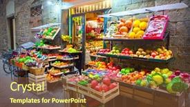  Presentation with fruits - Beautiful presentation design featuring green retailing - fruits and vegetables backdrop and a tawny brown colored foreground