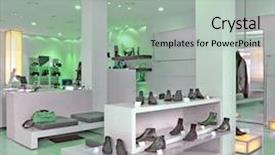  Presentation with shoes - Slide deck consisting of green retailing - shoes store background and a mint green colored foreground