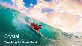  Presentation with boarder - Presentation theme enhanced with green revolution - body boarder on large wave background and a ocean colored foreground