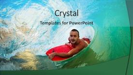  Presentation with boarder - Colorful presentation theme enhanced with green revolution - body boarder on large wave backdrop and a arctic colored foreground