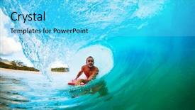 Presentation with boarder - Presentation theme featuring green revolution - body boarder on large wave background and a cyan colored foreground