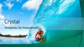  Presentation with boarder - Beautiful presentation featuring green revolution - body boarder on large wave backdrop and a light blue colored foreground