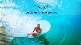  Presentation with boarder - Amazing presentation design having green revolution - body boarder on large wave backdrop and a cyan colored foreground