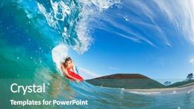  Presentation with blue wave - Beautiful PPT layouts featuring green revolution - body boarder surfing blue ocean backdrop and a teal colored foreground