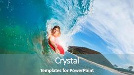  Presentation with blue wave - Colorful slide set enhanced with green revolution - body boarder surfing blue ocean backdrop and a teal colored foreground