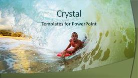  Presentation with boarder - Colorful slide deck enhanced with green revolution - body boarder surfing blue ocean backdrop and a sky blue colored foreground