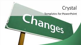  Presentation with road stop sign - Presentation enhanced with green revolution - changes road sign isolated background and a white colored foreground