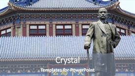  Presentation with china guangzhou - Beautiful PPT theme featuring green revolution - dr sun yat-sen memorial hall backdrop and a light blue colored foreground