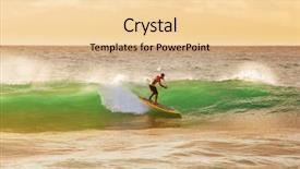  Presentation with magnetic wave - Slides consisting of green revolution - surfer on beautiful wave background and a lemonade colored foreground